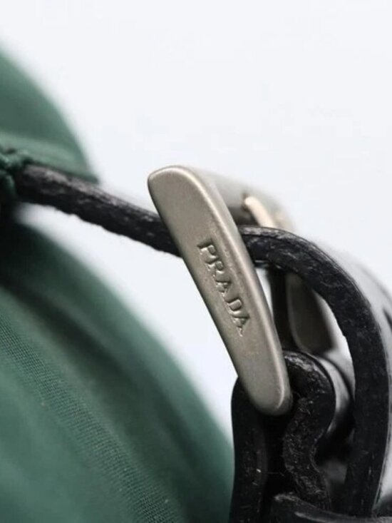 PRADA Backpack Nylon Green Silver Auth 172160